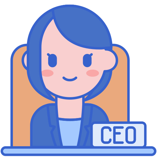 Logo d'un CEO féminin assis sur une chaise