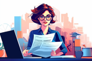 Une jeune CEO qui lit ses fichiers afin de comprendre comment obtenir un financement pour sa startup